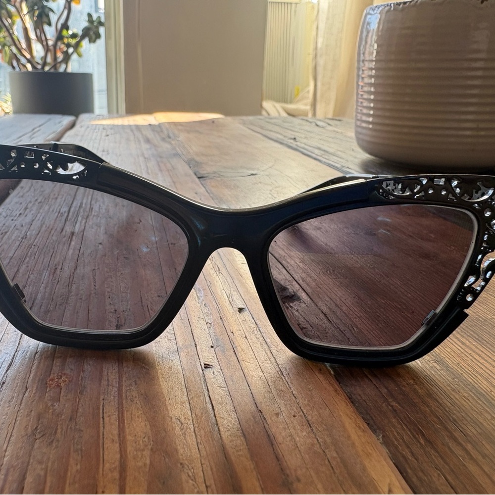 Karen Walker Black Cat-Eye Glasses with Filigree Detail